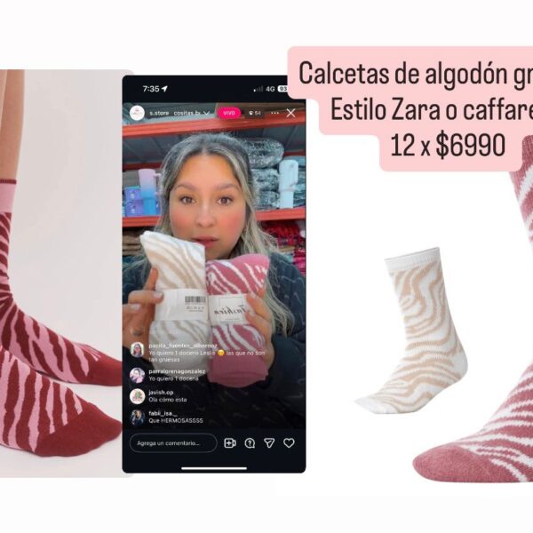 Docena calceta algodón estilo zara o caffarena cebra