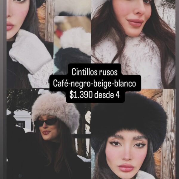 Cintillo ruso colores negro-cafe-beige-blanco