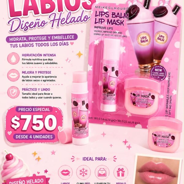Pack labios diseño helado