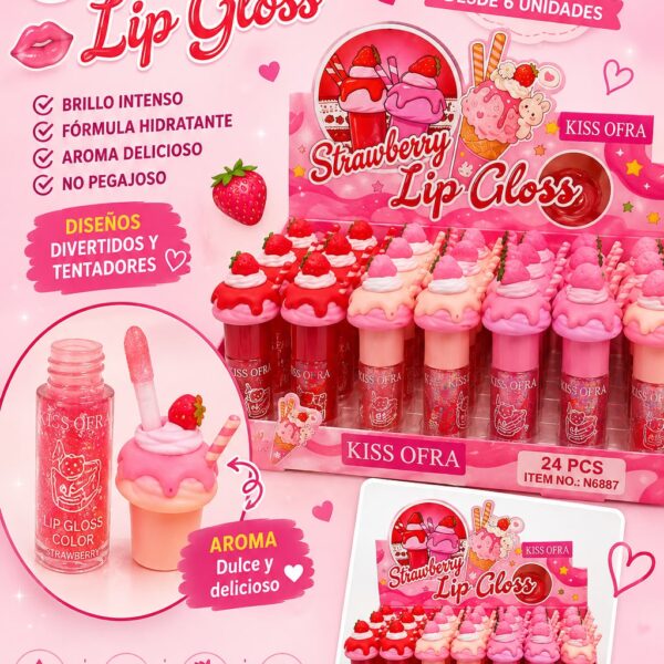 Lips gloss strawberry conito helado