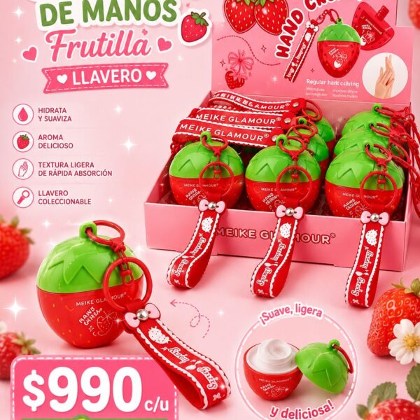 Crema de mano frutilla con llaver