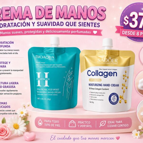 Crema de mano acido hialuronico y colageno