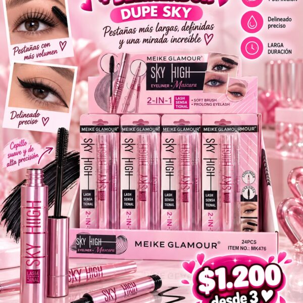 Máscara de pestañas + delineador dupe sky