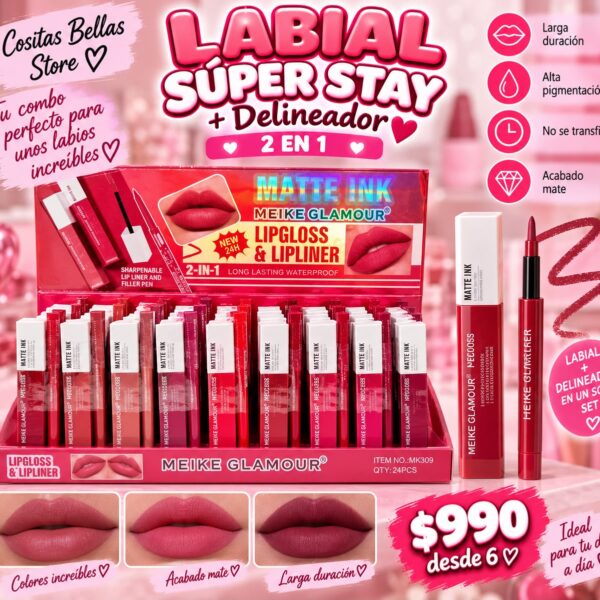 Labial dupe súper stay + delineador